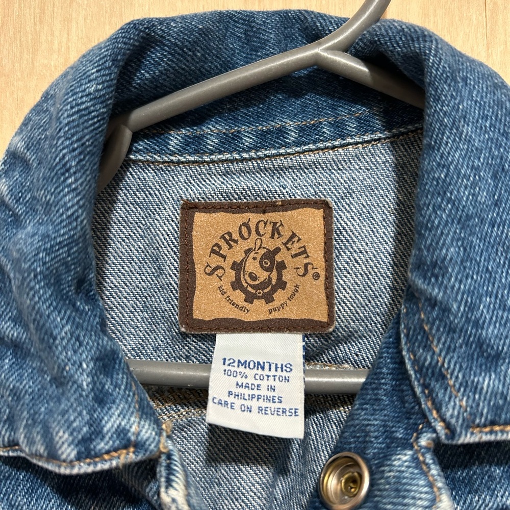 VINTAGE Baby Blue Denim Jacket 12M - Picture 3 of 6